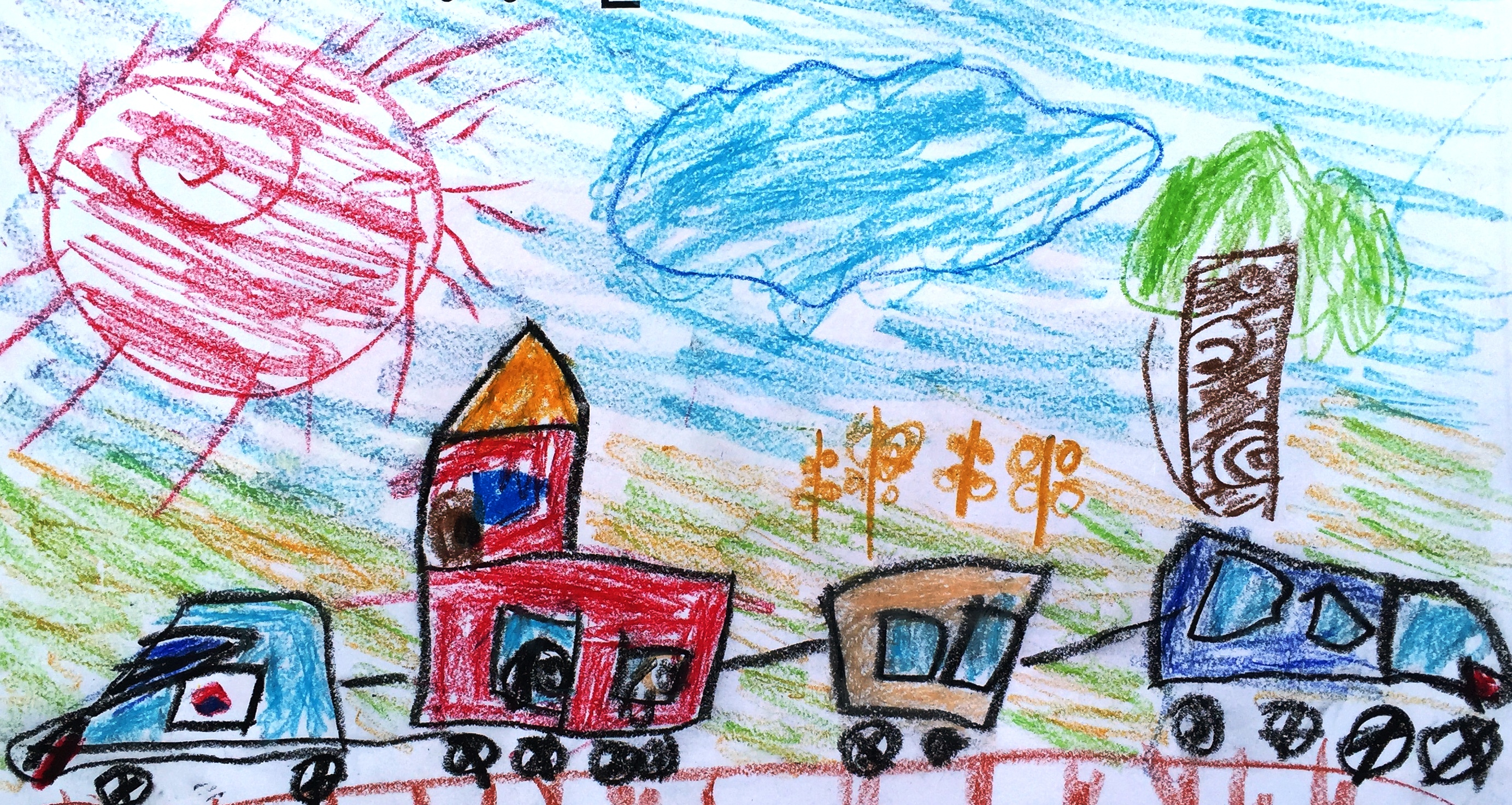 의왕시 생활과학교실 학생들의 멋진 미래기차 그림 1~4